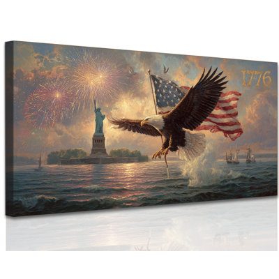 Diététique, impression d'un drapeau américain, peinture de la statue de la Liberté rétro vintage sur toile, 1776