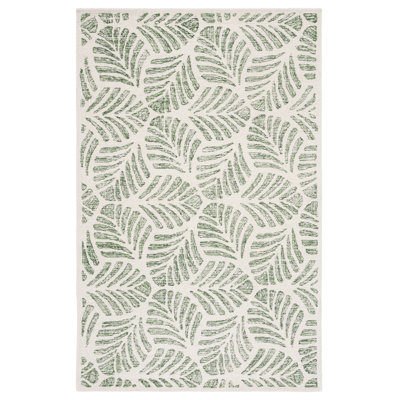 Msr Jardin Floral Handmade Tufted Wool Area Rug in Ivory / Green