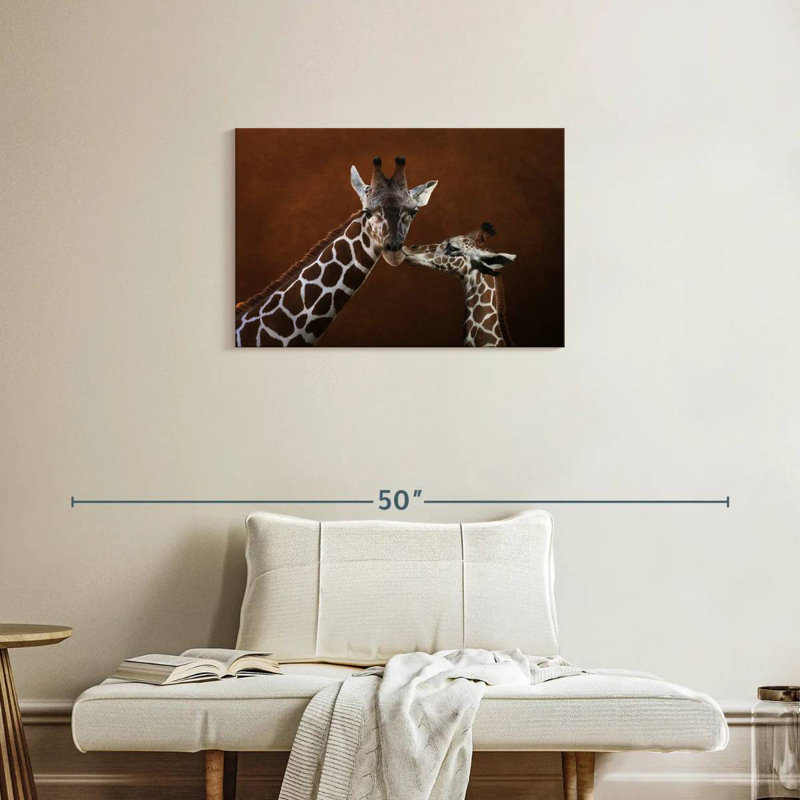 Girafe embrassant maman, H 20 po x l 30 po