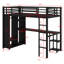 Lit mezzanine moderne en métal avec garde-robe intégré, bureau d'étude et tablettes