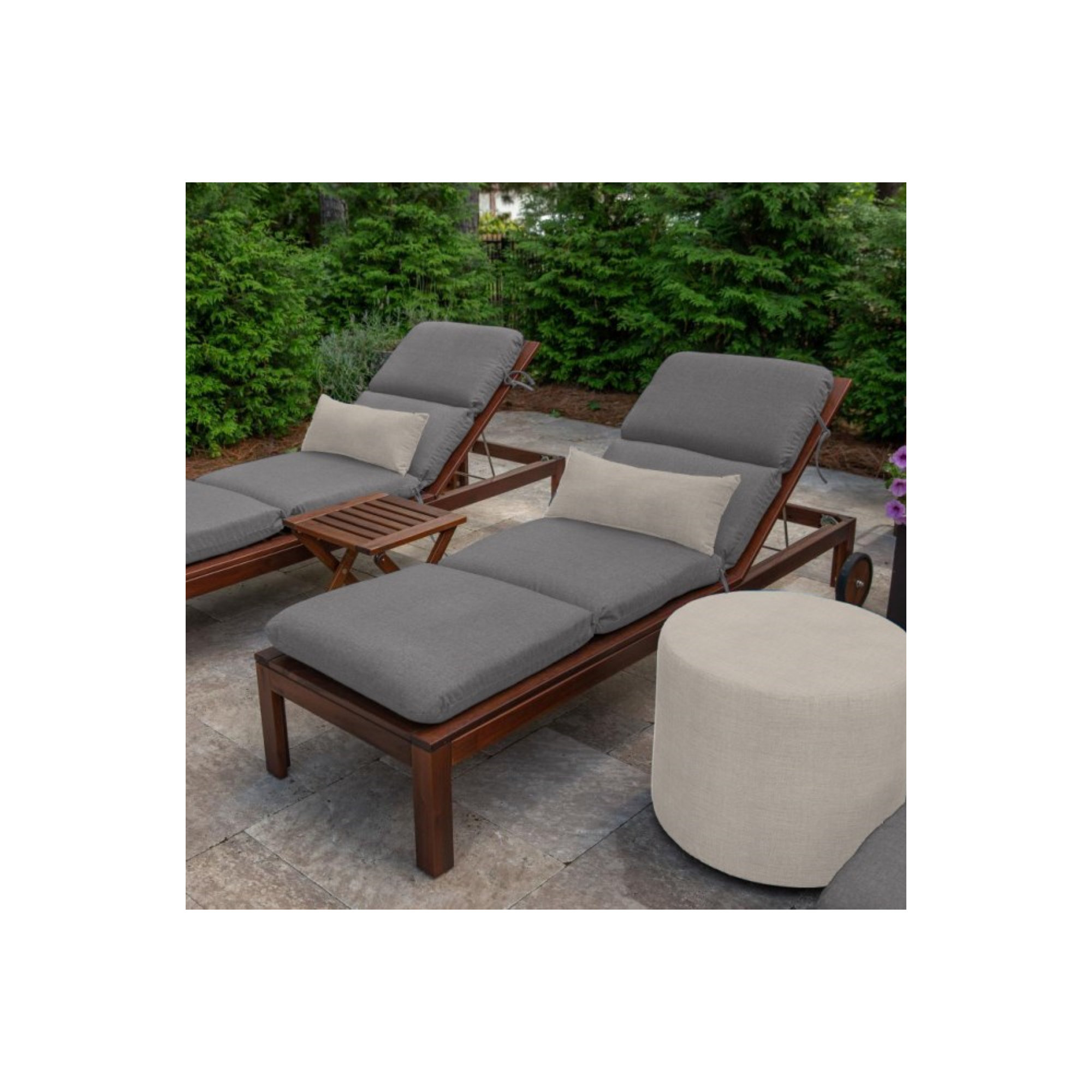 Marlowe Sunbrella® 1-Piece Outdoor Chaise Cushion, Cast Slate Sunbrella® Plainweave