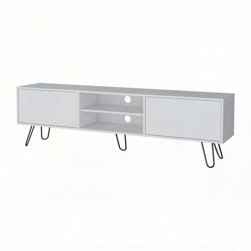 Meuble télé blanc avec pieds en épingle à cheveux