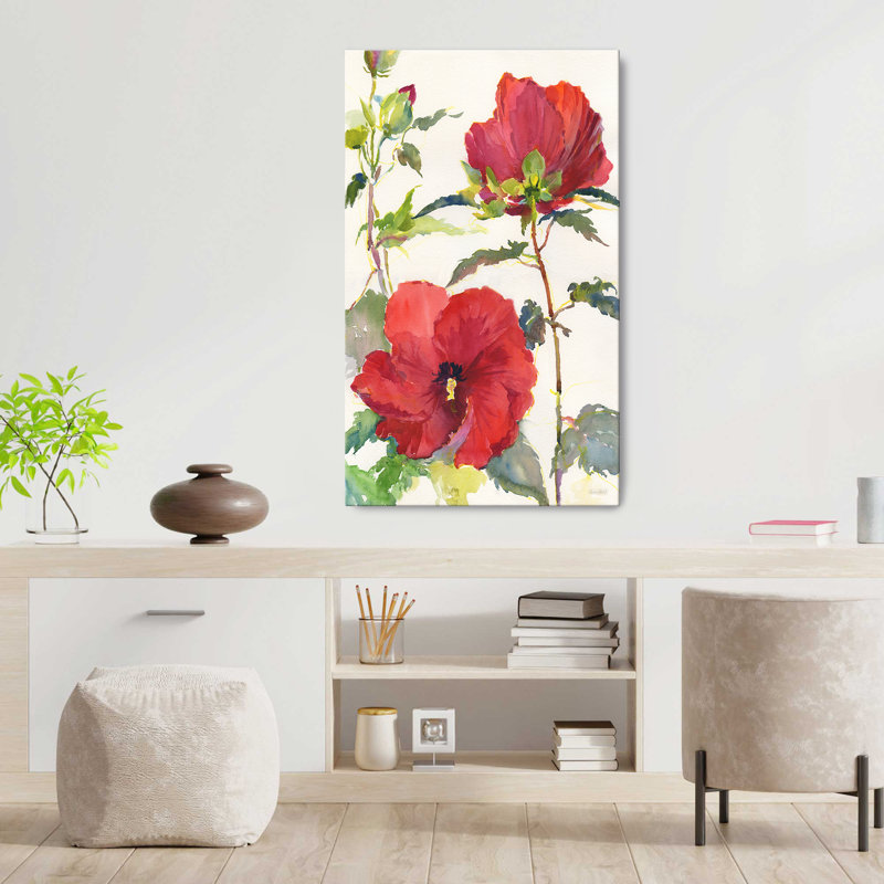 "Hibiscus Glow II" par Theresa Heidel, reproduction sur toile, H 60 po x l 36 po x P 1,5 po