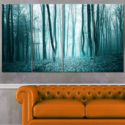 « turquoise color magic forest », ensemble de 4 reproductions de photos sur toiles tendues