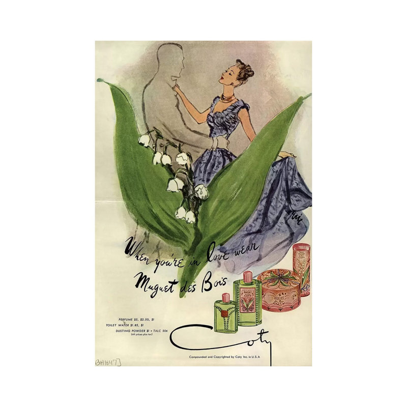 1940s Coty Perfume Magazine Advert by Carl Erickson - Gallery-Wrapped Canvas Giclée on Canvas, 20.32 cm H x 30.48 cm W
