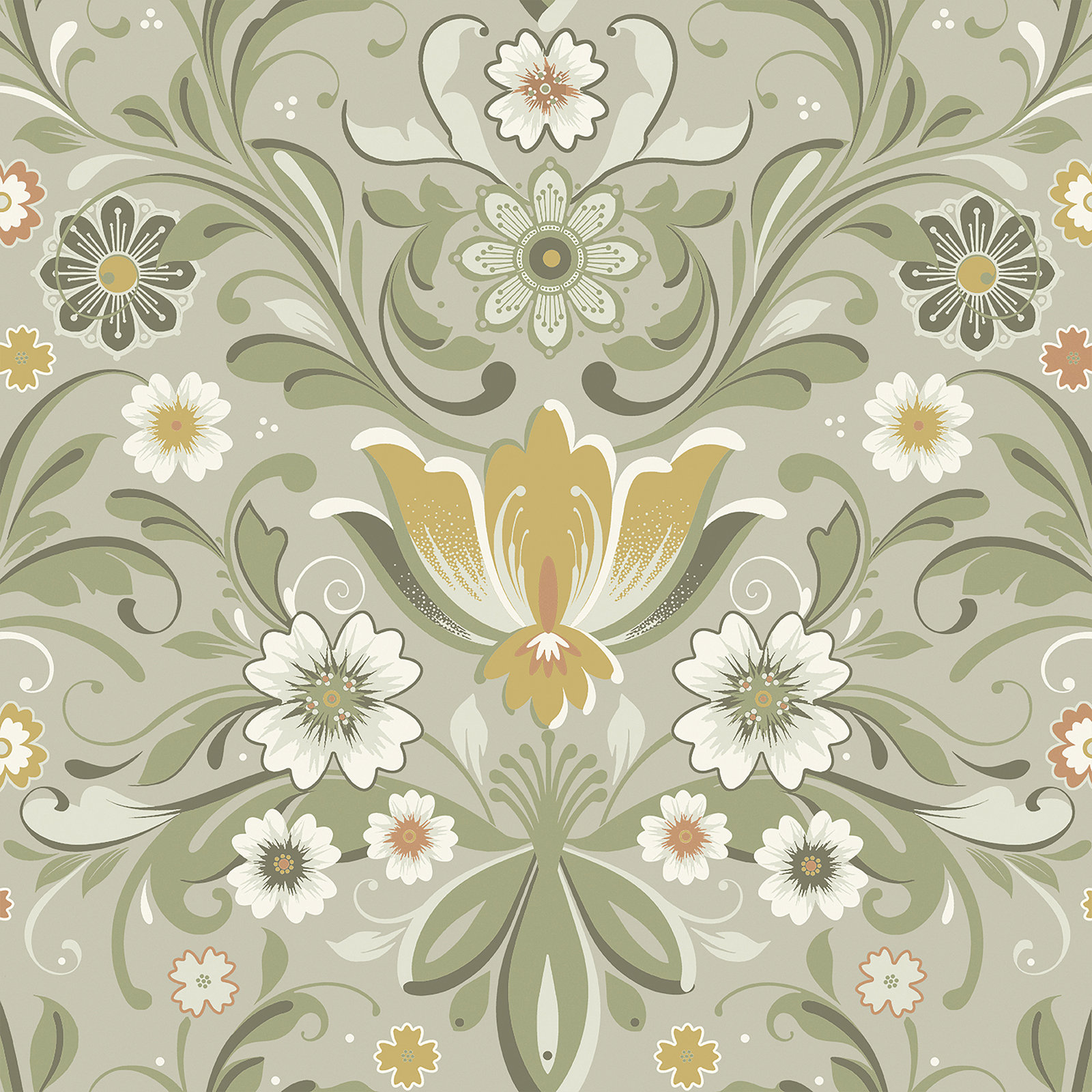 Toddy Floral Wallpaper, Gray/Yellow