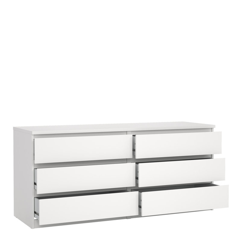 Razhane Wide Chest of 6 Drawers (3+3), White