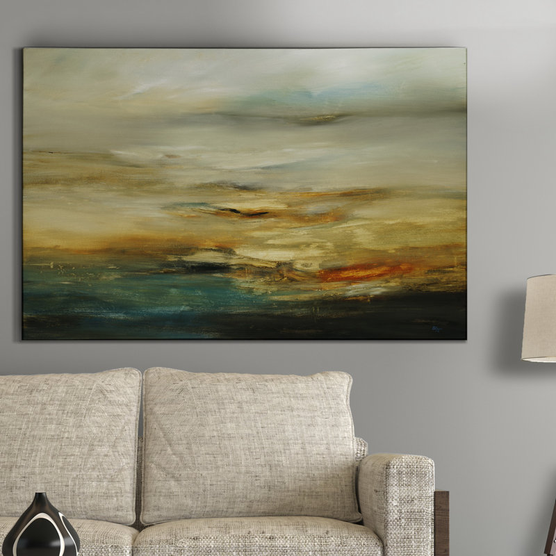 « muteed landscape iii », peinture sur toile tendue, H 40 po x l 30 po x P 1 po