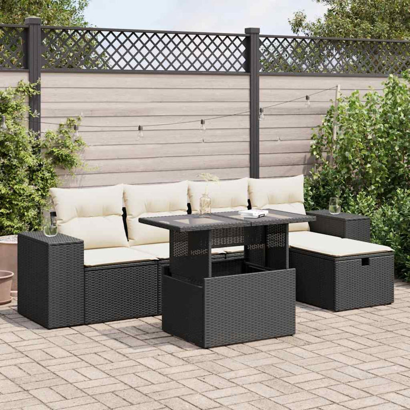 Vidaxl 6 Piece Patio Sofa Set With Cushions Poly Rattan