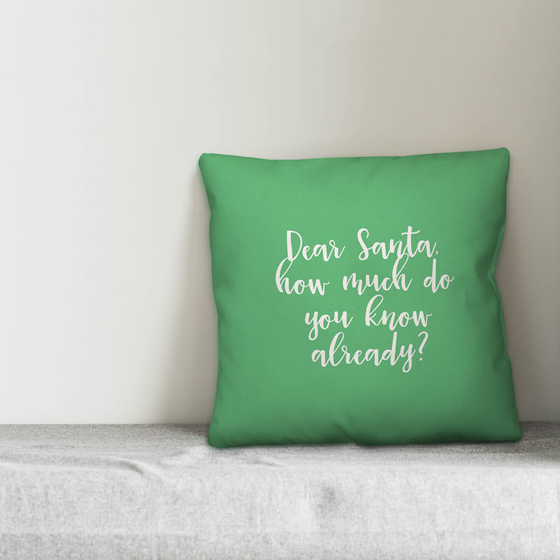  Cher oreiller du Père Noël, Vert clair, Housse de coussin