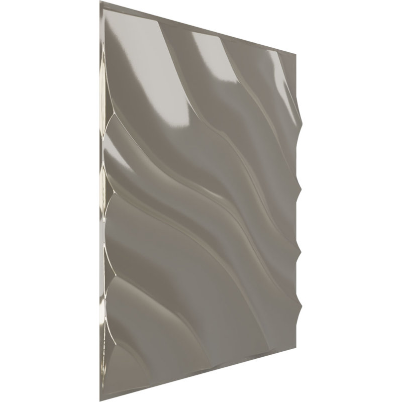 19 5/8"W x 19 5/8"H Modern Wave EnduraWall Decorative 3D Wall Panel, Bright Coat Chrome (Covers 2.67 Sq. Ft.)