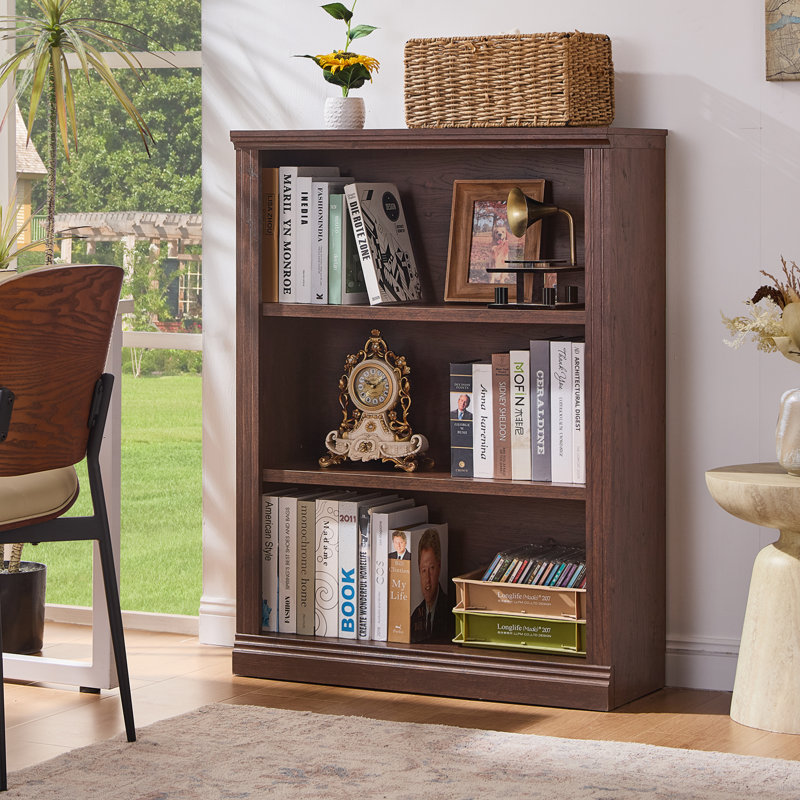 Ensemble de bibliothèque 43 po, Brun / Blanc, (3 Shelves) 43"H x 94.5"W x 11.9"D