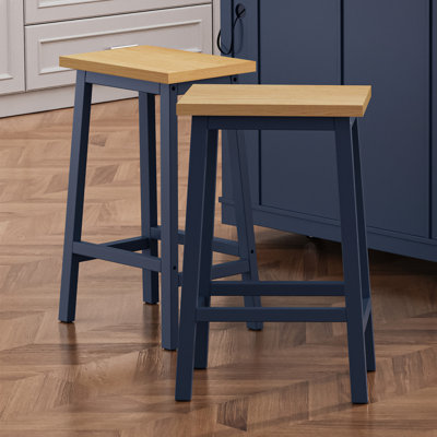 Solid Wood Bar Stools, Set of 2 Bar Chairs, Kitchen Counter Stools with Footrests, Farmhouse Stools for Dining Room, Kitchen, Counter