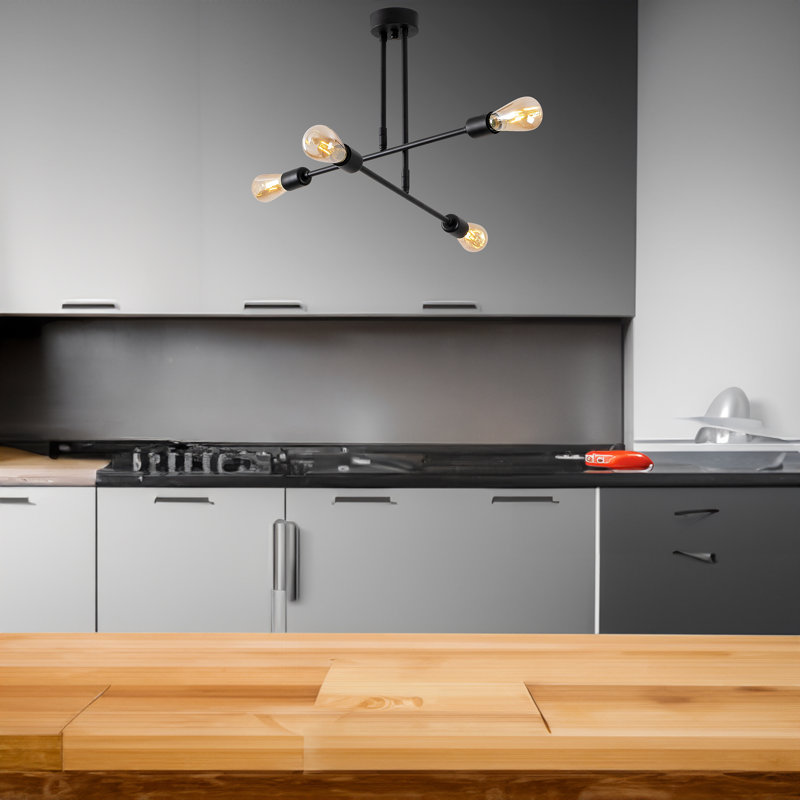 4 - Light Dimmable Sputnik Modern Linear Chandelier
