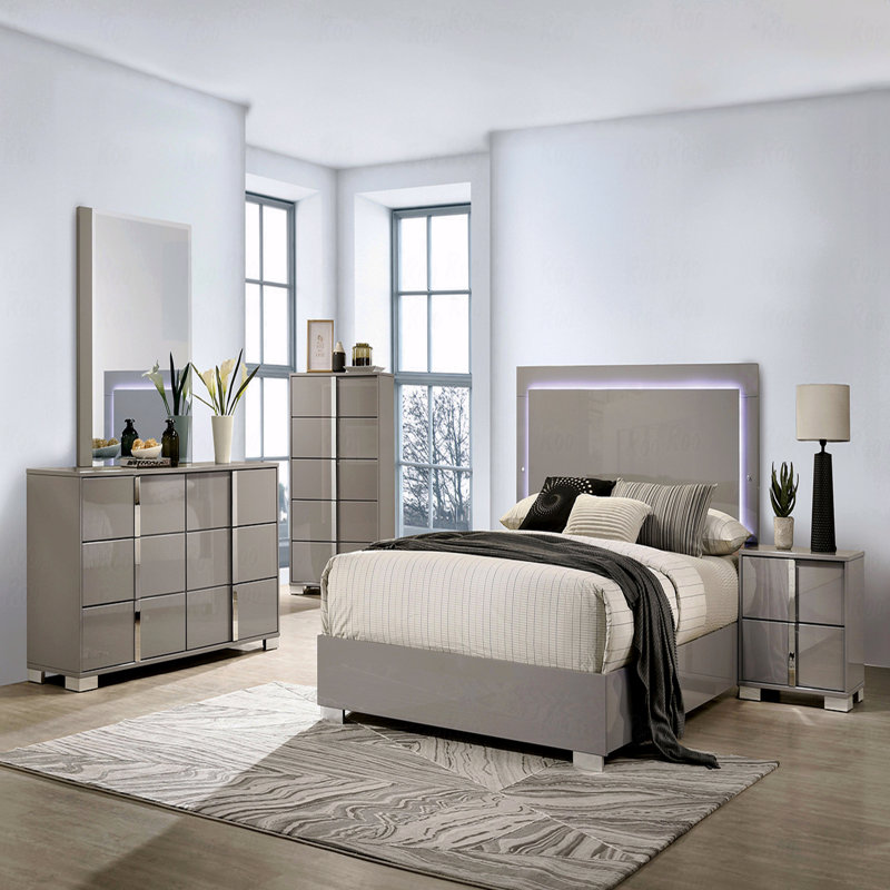 Pieds chromés style contemporain 1pc, Taupe