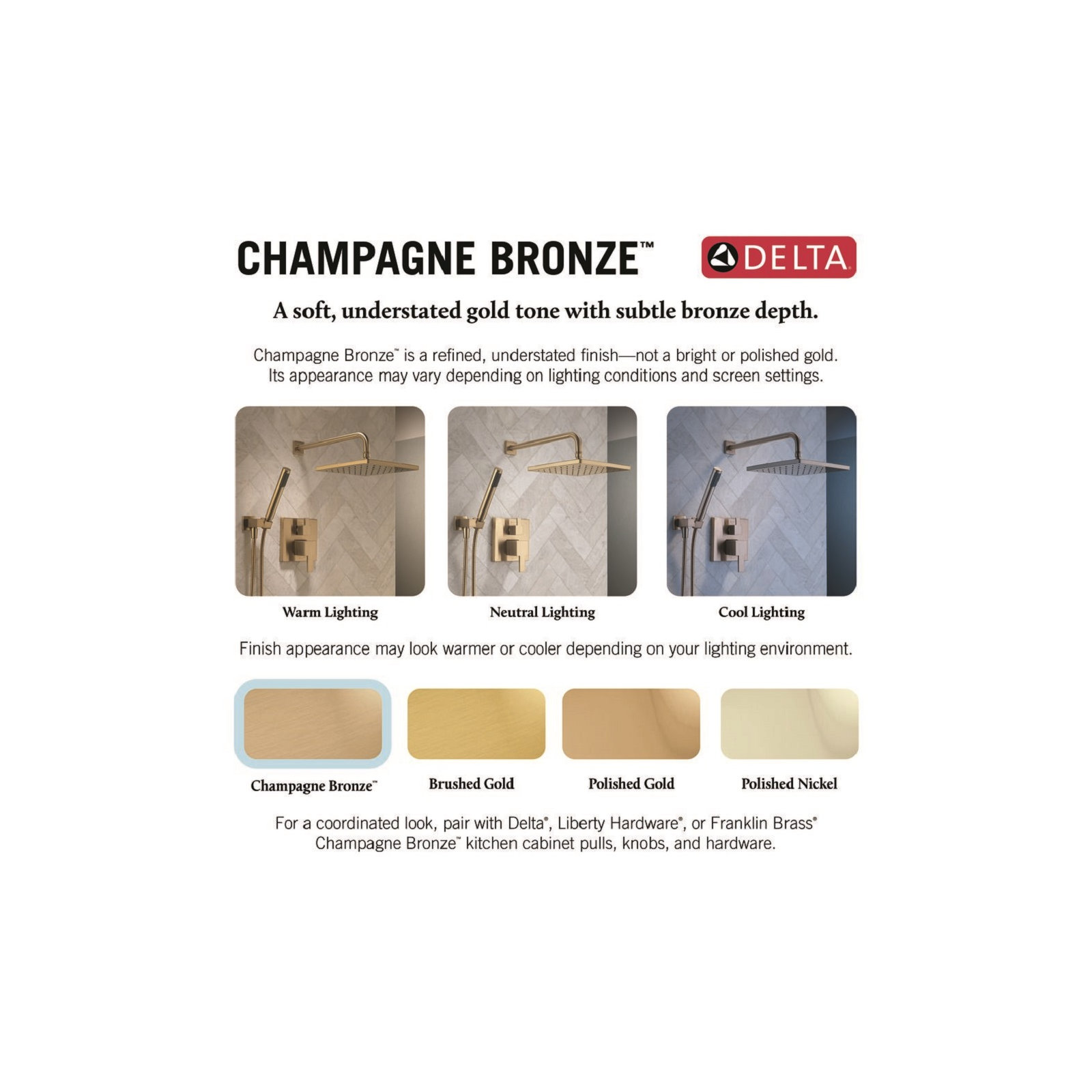 Trinsic 14 Series Single-Function Shower Faucet Set, H2Okinetic Shower Valve Trim Kit, Brilliance Champagne Bronze