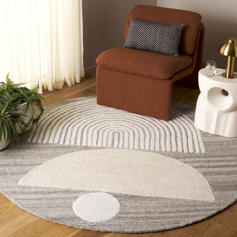 Lecresha Ebony Hand Tufted Wool Pile Rug, Round 6'