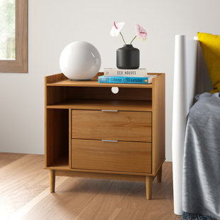 Gheorghe 2-Drawer Solid Wood Nightstand