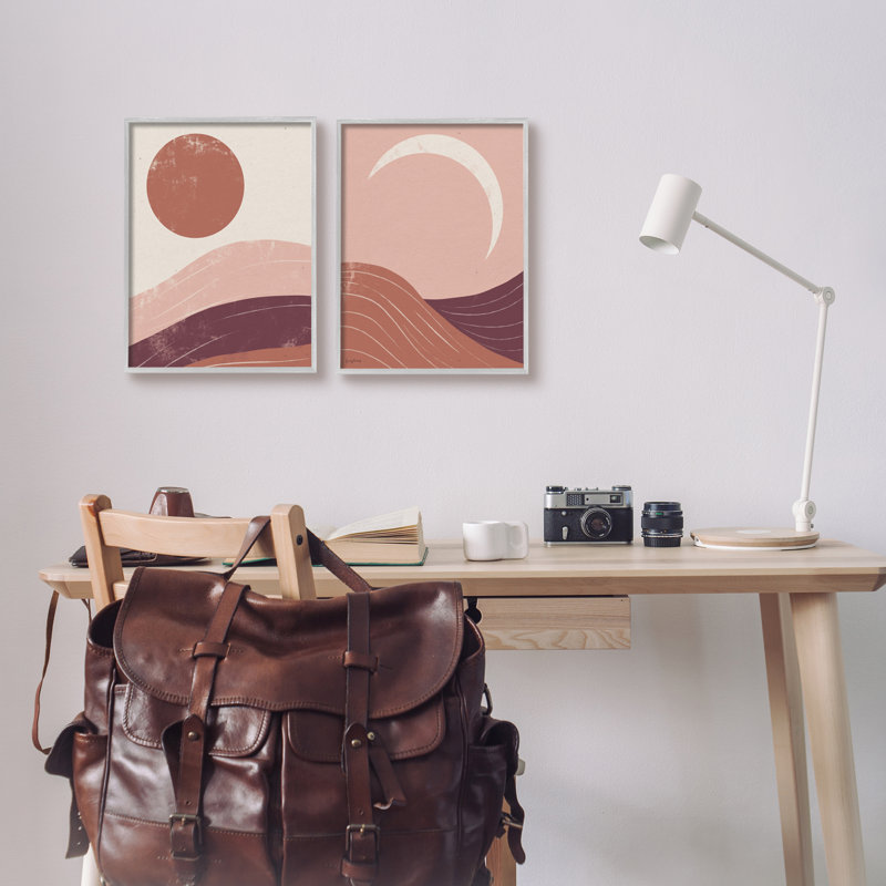 «Sun and Moon Sunrise Sunset Desert Collage» par Becky Thorns - ensemble de 2 impressions, H 14 po x l 11 po x P 1,5 po
