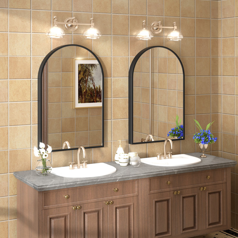 Amara Tempered Glass and Aluminum Alloy Framed French Cleat Mounted Wall Mirror with 5-Year Warranty, 30" x 20", Matte Black