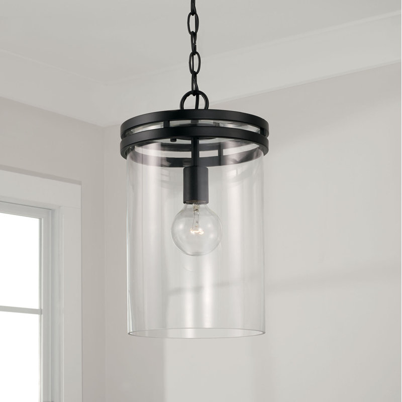 Luminaire suspendu cylindrique à 1 lumière , Noir