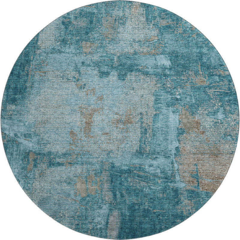 Premium Machine Washable Natoma AMF989 Abstract Rug, Rond 8 pi