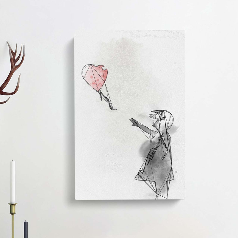 Red Balloon Girl In Abstract by Banksy - Wrapped Canvas Print, 91cm H x 60cm W x 3cm D