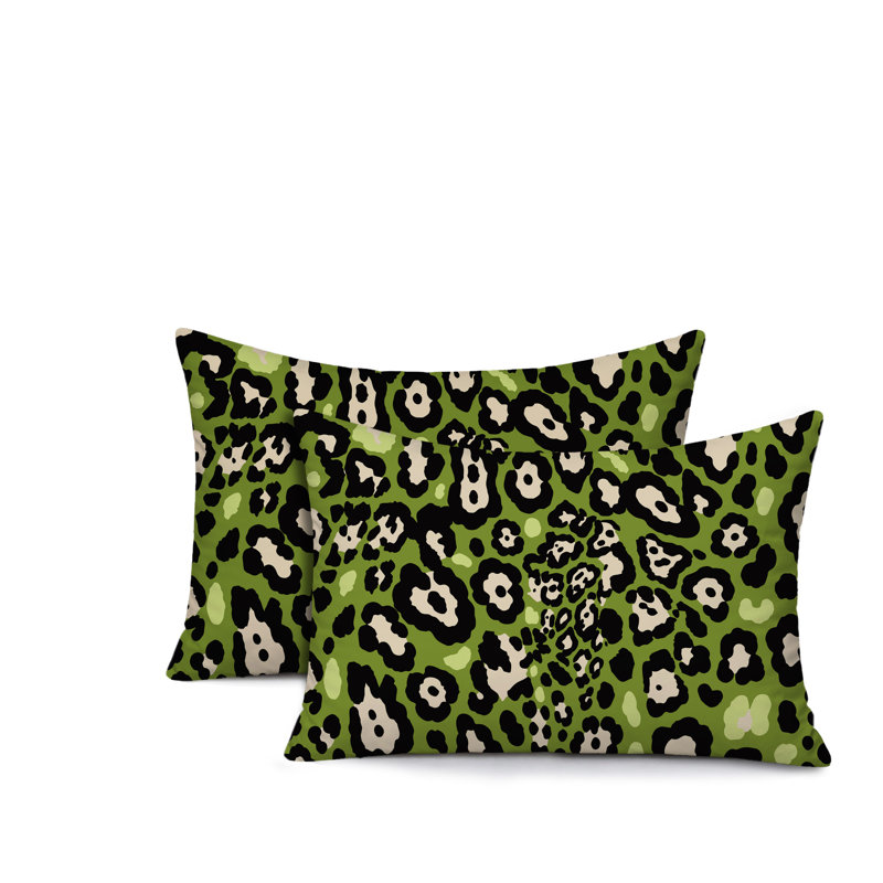 Oreiller réversible intérieur / extérieur à imprimé zébré Tari, Chartreuse, 25x18