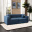 Lit moderne en velours bleu à 3 places avec compartiment de rangement pratique et fonctionnel