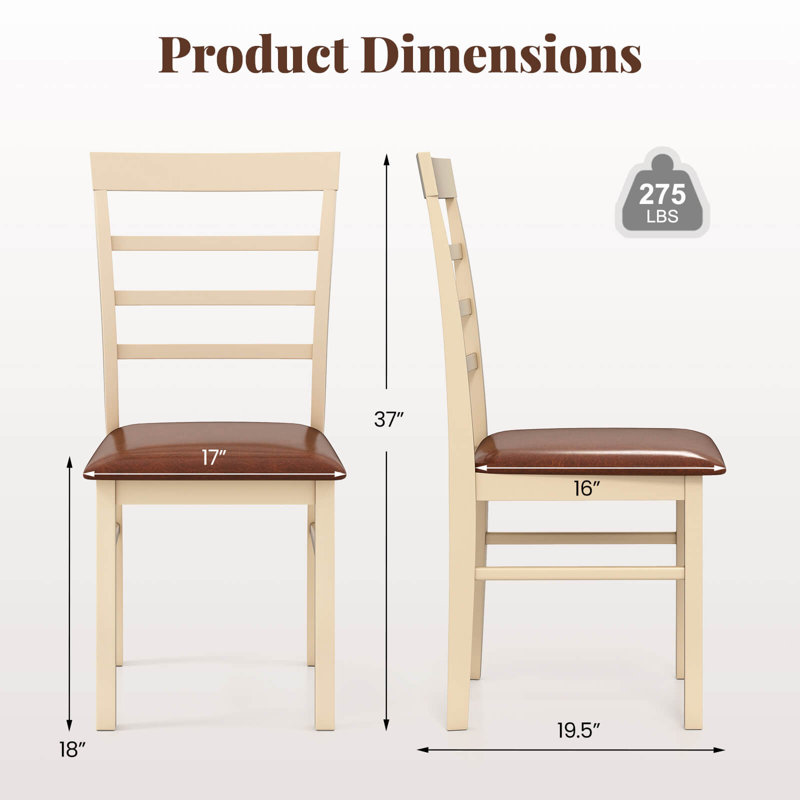 Ensemble de chaises de salle à manger en bois avec siège rembourré en bois d'hévéa pour la cuisine, 2