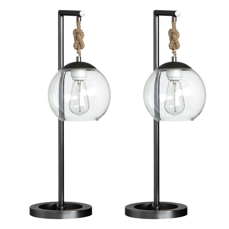 Lampe de table 26,5 "en métal avec abat-jour transparent