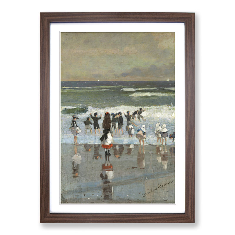 Beach Scene by Winslow Homer - Picture Frame Painting, Walnut Framed, 48cm H x 36cm W x 2cm D
