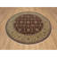 Tapis oriental rond 8 pi 1 po x 8 pi 1 po, rouge, en laine et en soie, noué à la main, 300 KPSI