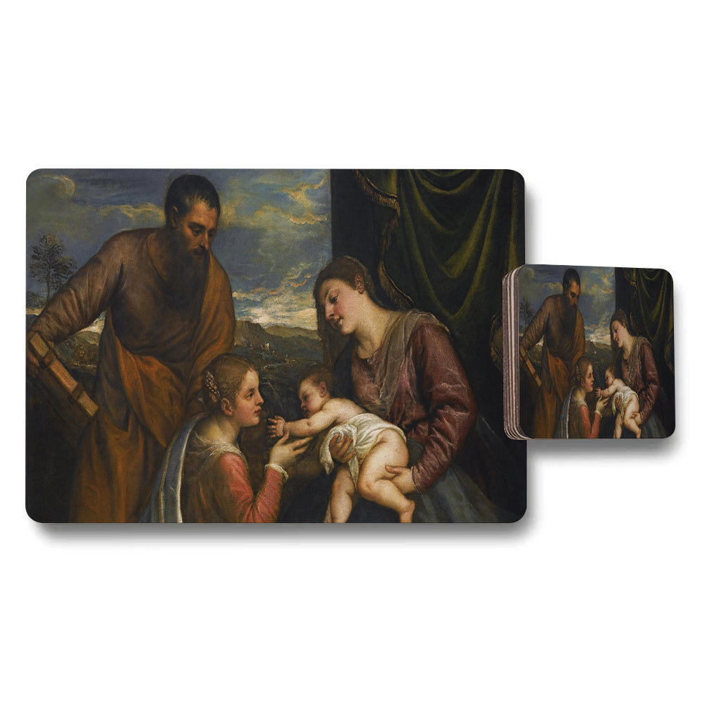 Madonna And Child Artwork Placemats And Coasters Set