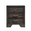 Table de chevet contemporaine en bois massif avec 3 tiroirs et glissières métalliques, fini gris foncé