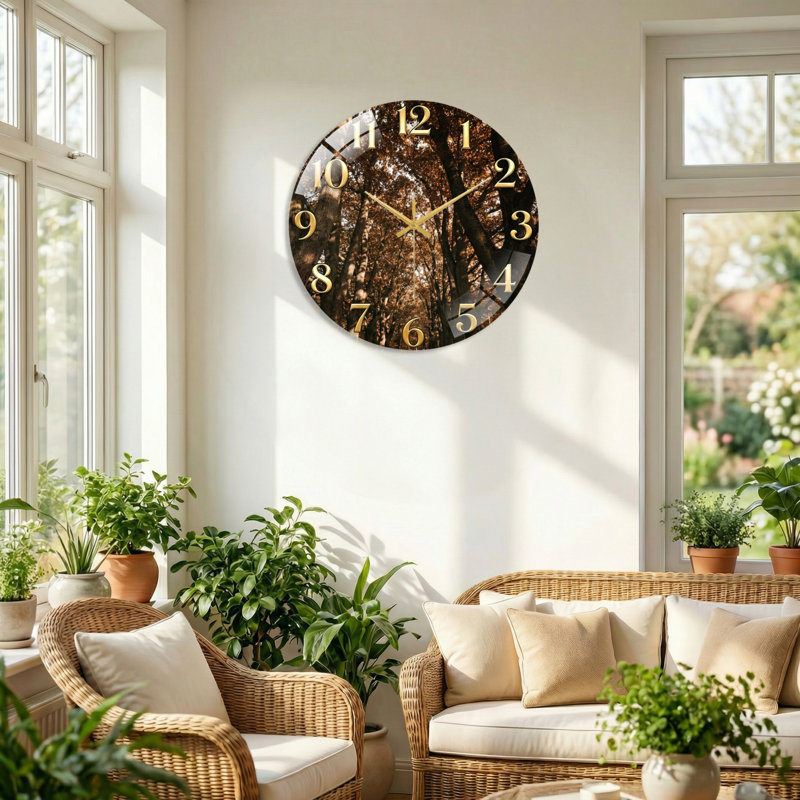 «Forest Canopy», horloge murale en verre, 40 x 40 cm (15,7 x 15,7 pouces)