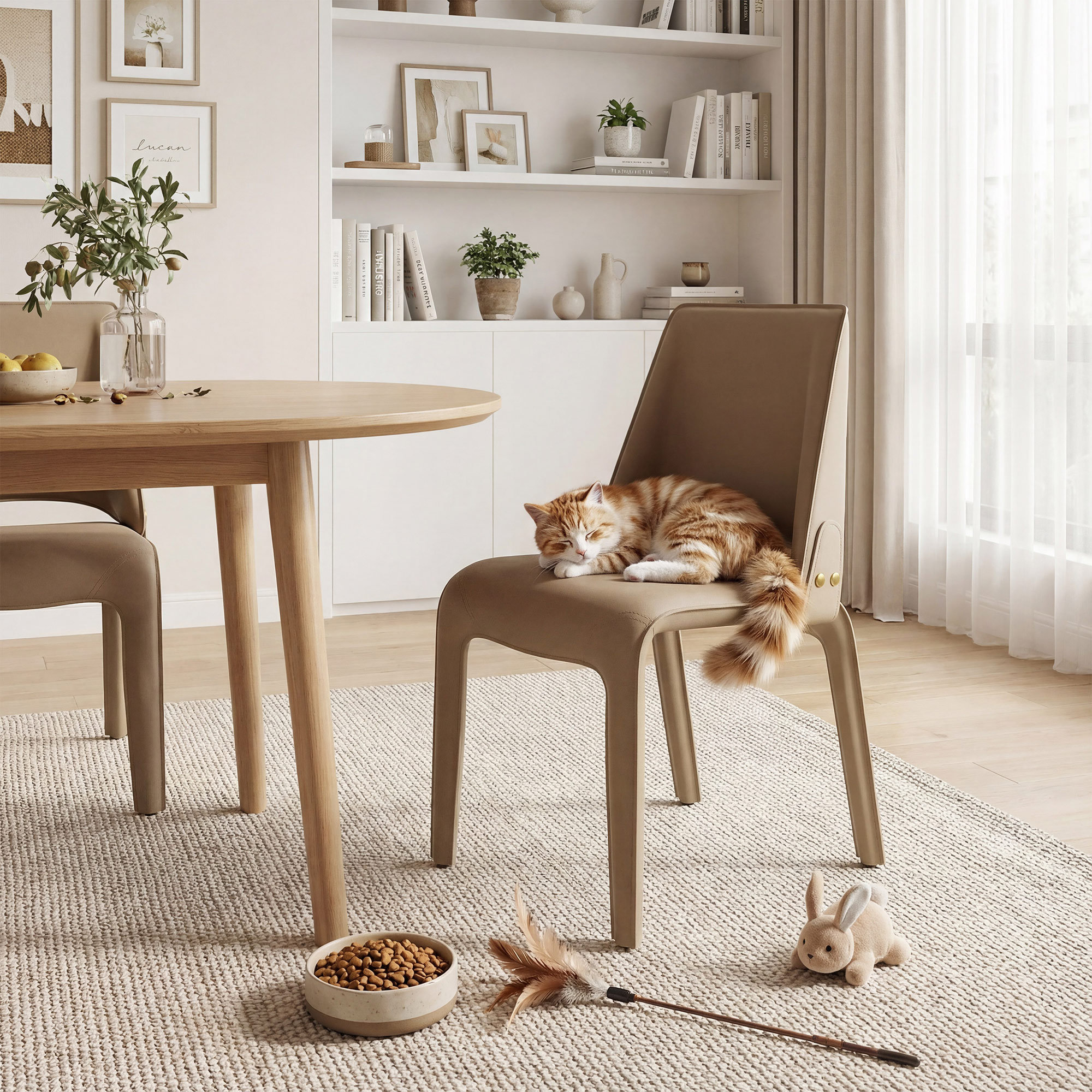 Vannes Vegan Leather Dining Chair, No Assembly Needed, Tan, 1