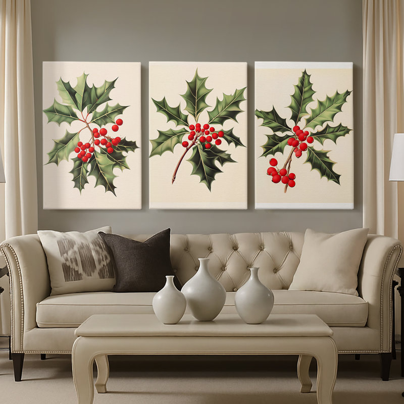 Art des Fêtes de Noël - Série 2 - CCXLIV - Toile tendue sur mesure avec châssis - 3 pièces, H 18 po x l 36 po