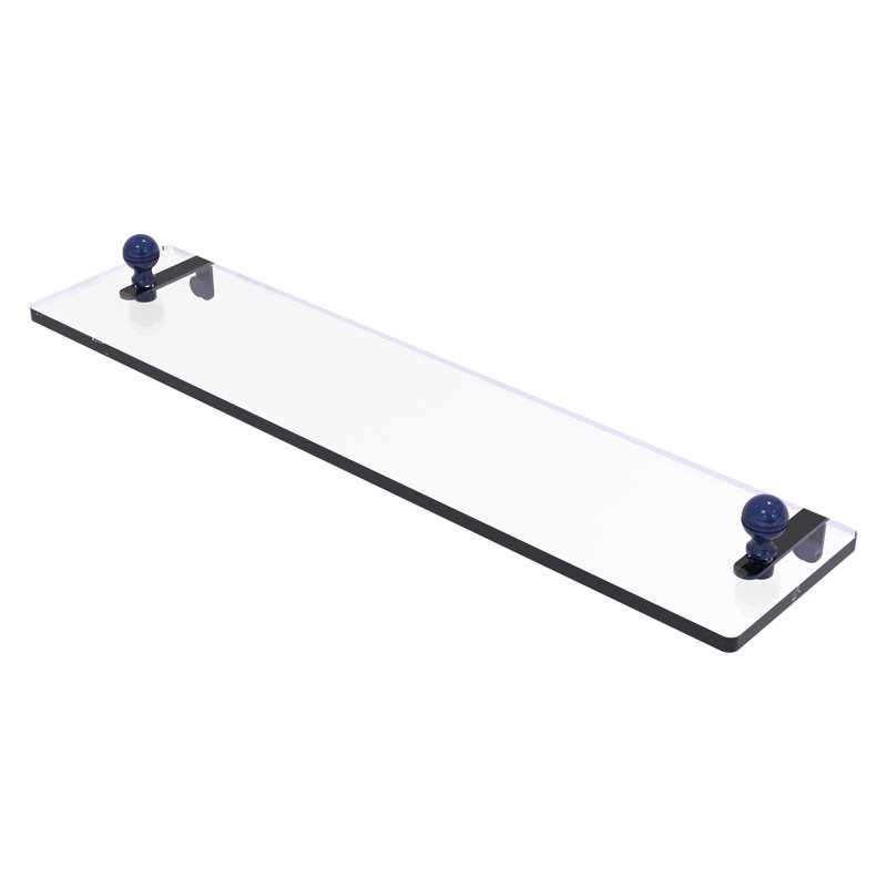 Tablette de meuble-lavabo en verre avec bords biseautés Mambo, H 2,25 po x l 22 po x P 5 po, Bleu méditerranéen