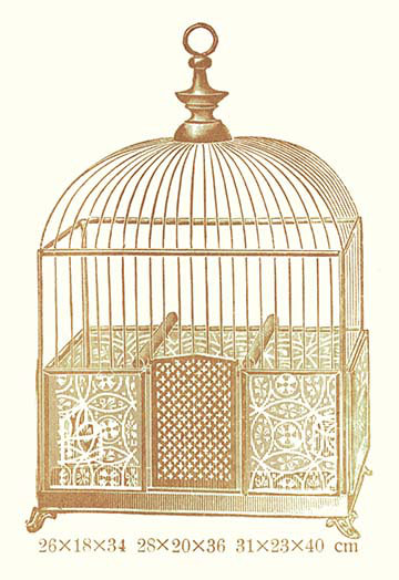 « orné de cages d’oiseaux brunes i », impression, Or