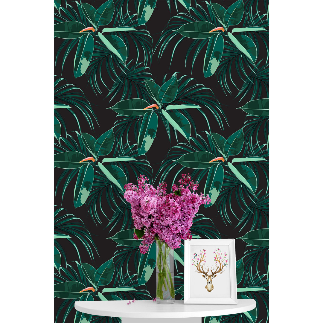Witney Dark Palm Leaves Peel and Stick Wallpaper Panel Bay Isle Home™ 