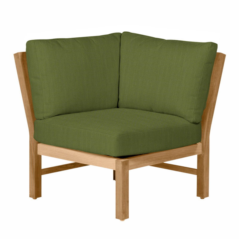 Fauteuil d'angle modulaire Club Teak - Teck naturel, Pas de soudure, Teck naturel, Forêt de lin
