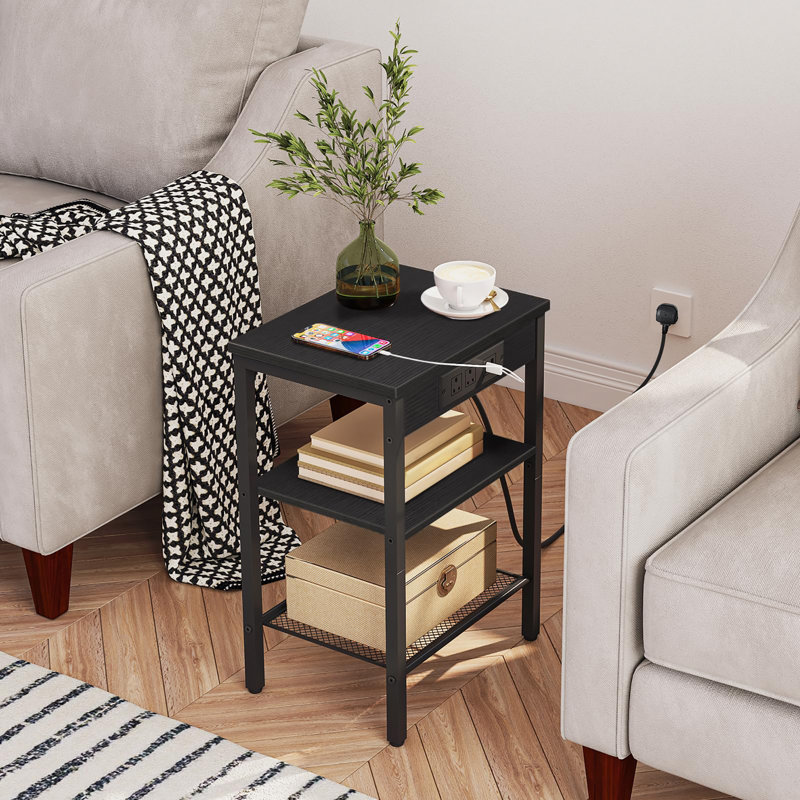Side Table with Storage, Black