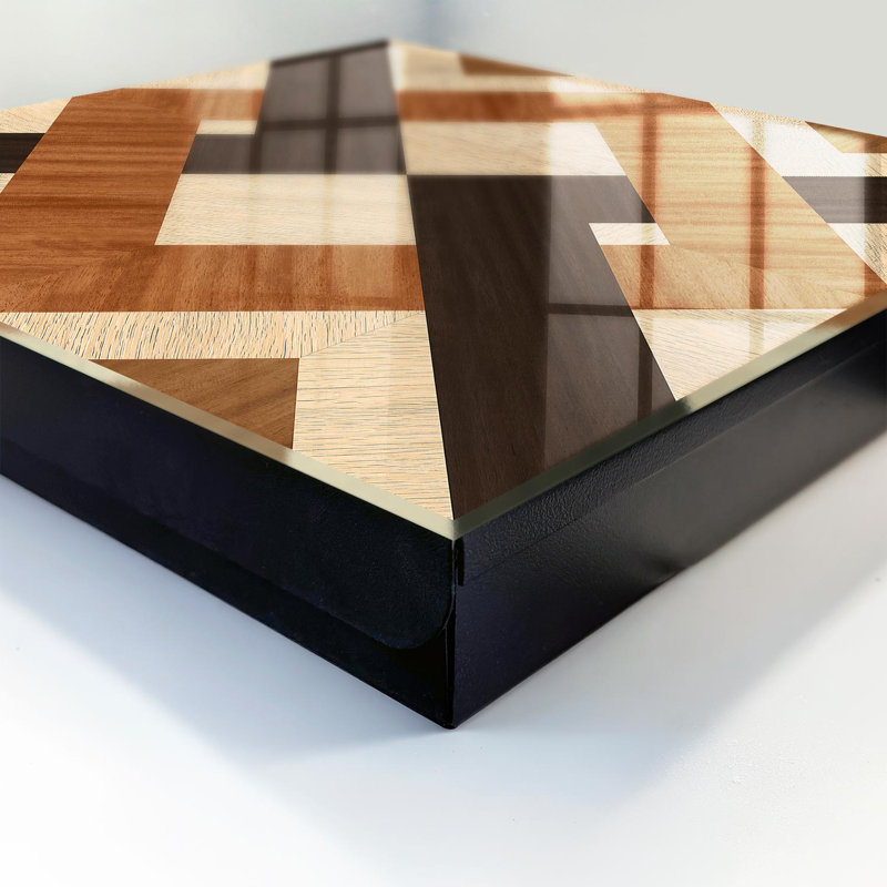 Key storage box, Opens to the left, 30x30x5, White, Geometric patterns beige brown black, 