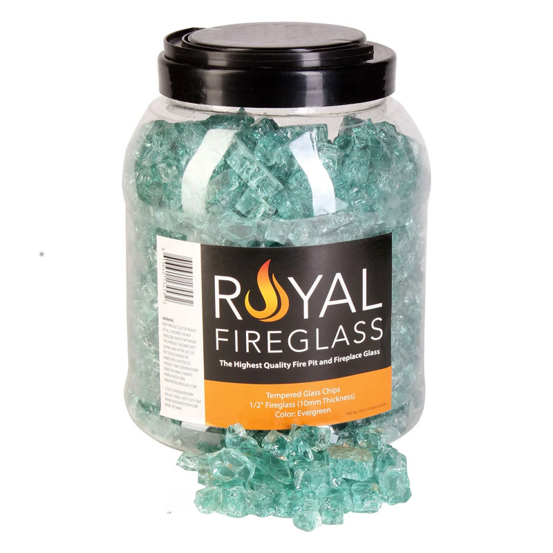 10 lb. Jar FIREGLASS 1/2" EVERGREEN, Evergreen, 0.5" H x 0.5" W x 0.5" D