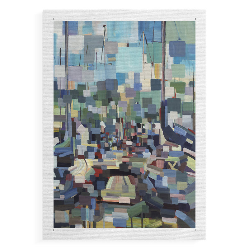 Embarcations du matin I - Impression sur toile seulement - NON CADRE, H 18 po x l 12 po