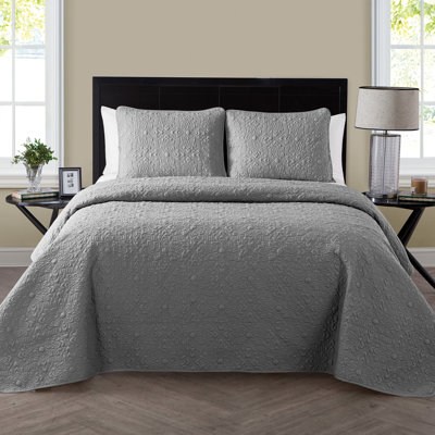 Caroline Embossed Floral Quilt Set