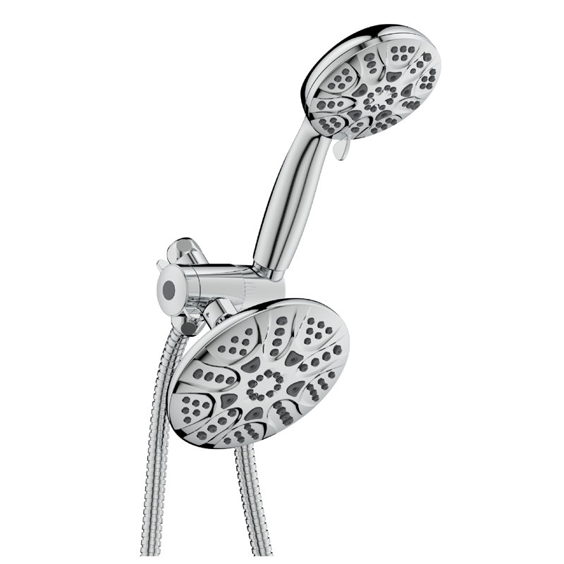 Pomme de douche double à fonction haute pression (avec pause) Ana Bath 6 po avec tuyau de douche 8 pi, Chrome