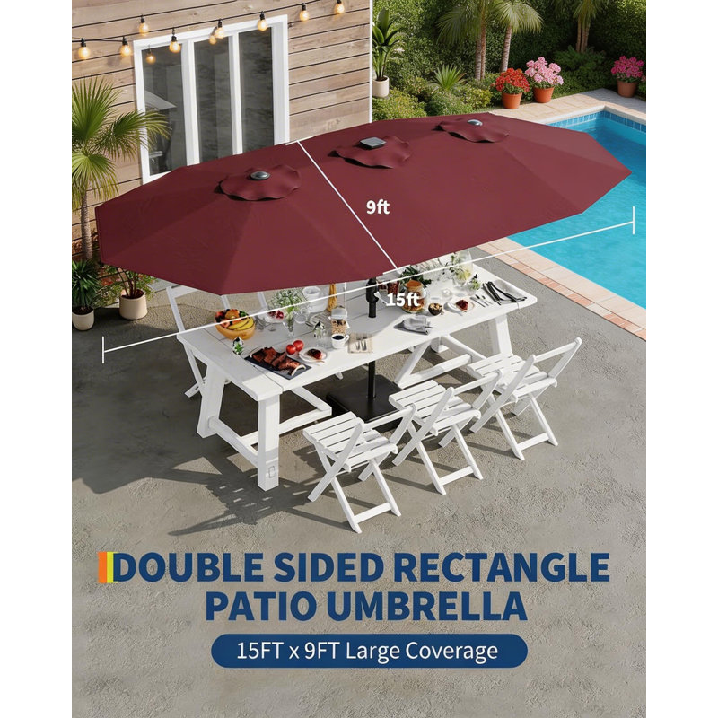 Grand parasol de patio avec base incluse, Rose