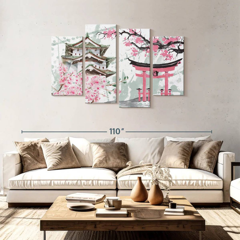 Lilie Hirosaki Castle au printemps, H 48 po x l 75 po
